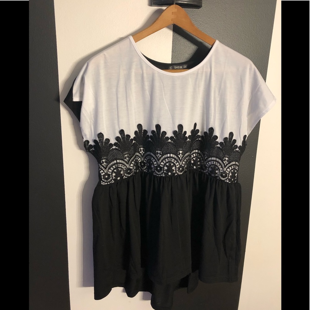 Black and white lace shirt